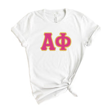 Load image into Gallery viewer, Alpha Phi T-shirt - A Phi Cute Letters Tee - Kite and Crest
