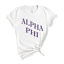 Load image into Gallery viewer, Alpha Phi T-Shirt | A Phi Large and Wavy Letters Shirt | Alpha Phi Sorority Gift Idea - Kite and Crest
