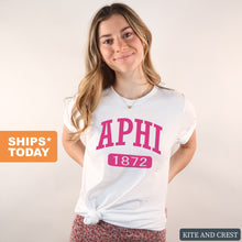 Load image into Gallery viewer, Alpha Phi T-Shirt | A Phi Large Established Shirt | Alpha Phi Sorority Gift Idea - Kite and Crest
