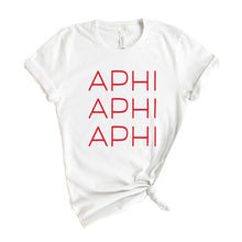 Load image into Gallery viewer, Alpha Phi T-Shirt | A Phi Red and Stacked Shirt | Alpha Phi Sorority Gift Idea - Kite and Crest
