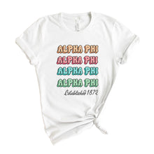 Load image into Gallery viewer, Alpha Phi T-shirt - A Phi Stencil Tee - Kite and Crest
