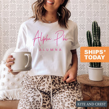 Load image into Gallery viewer, Alpha Phi T-Shirt | A Phi Vintage Alumna Shirt | Alpha Phi Sorority Gift Idea - Kite and Crest
