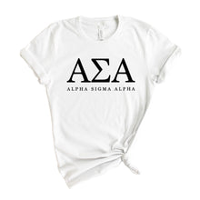 Load image into Gallery viewer, Alpha Sigma Alpha Block Letter Sorority T-Shirt - Kite and Crest
