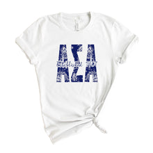 Load image into Gallery viewer, Alpha Sigma Alpha Blue Floral Sorority T-Shirt - Kite and Crest
