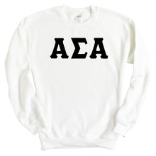 Load image into Gallery viewer, Alpha Sigma Alpha Sweatshirt | Alpha Sigma Alpha Basic Black Letters Crewneck Sweatshirt | Sorority Gift Idea - Kite and Crest
