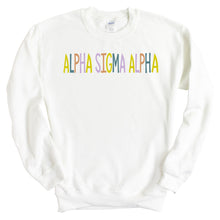 Load image into Gallery viewer, Alpha Sigma Alpha Sweatshirt - Alpha Sigma Alpha Colorful Lined Crewneck Sweatshirt - Kite and Crest
