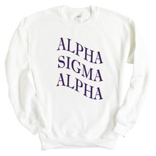 Load image into Gallery viewer, Alpha Sigma Alpha Sweatshirt | Alpha Sigma Alpha Large and Wavy Letters Crewneck Sweatshirt | Sorority Gift Idea - Kite and Crest
