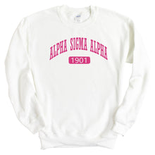 Load image into Gallery viewer, Alpha Sigma Alpha Sweatshirt | Alpha Sigma Alpha Large Established Crewneck Sweatshirt | Alpha Sigma Alpha Sorority Gift Idea - Kite and Crest
