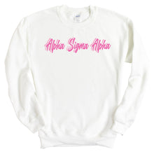 Load image into Gallery viewer, Alpha Sigma Alpha Sweatshirt | Alpha Sigma Alpha Neon Pink Colored Crewneck Sweatshirt | Alpha Sigma Alpha Sorority Gift Idea - Kite and Crest
