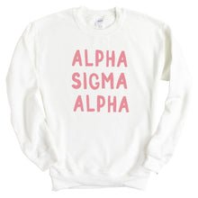 Load image into Gallery viewer, Alpha Sigma Alpha Sweatshirt | Alpha Sigma Alpha Pink Bubble Letters Crewneck Sweatshirt | Sorority Gift Idea - Kite and Crest
