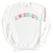 Load image into Gallery viewer, Alpha Sigma Alpha Sweatshirt | Alpha Sigma Alpha Rainbow Letter Crewneck Sweatshirt | Alpha Sigma Alpha Sorority Gift Idea - Kite and Crest
