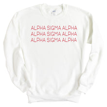 Load image into Gallery viewer, Alpha Sigma Alpha Sweatshirt | Alpha Sigma Alpha Red and Stacked Crewneck Sweatshirt | Alpha Sigma Alpha Sorority Gift Idea - Kite and Crest
