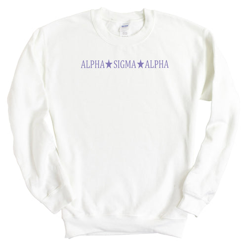 Alpha Sigma Alpha Sweatshirt - Alpha Sigma Alpha Straight Star Crewneck Sweatshirt - Kite and Crest