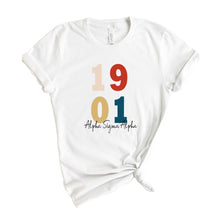 Load image into Gallery viewer, Alpha Sigma Alpha T-Shirt | Alpha Sigma Alpha Colorful Year Shirt | Alpha Sigma Alpha Sorority Gift Idea - Kite and Crest
