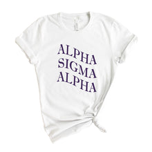 Load image into Gallery viewer, Alpha Sigma Alpha T-Shirt | Alpha Sigma Alpha Large and Wavy Letters Shirt | Alpha Sigma Alpha Sorority Gift Idea - Kite and Crest
