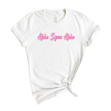 Load image into Gallery viewer, Alpha Sigma Alpha T-Shirt | Alpha Sigma Alpha Neon Pink Colored Shirt | Alpha Sigma Alpha Sorority Gift Idea - Kite and Crest
