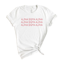 Load image into Gallery viewer, Alpha Sigma Alpha T-Shirt | Alpha Sigma Alpha Red and Stacked Shirt | Alpha Sigma Alpha Sorority Gift Idea - Kite and Crest
