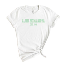 Load image into Gallery viewer, Alpha Sigma Alpha T-shirt - Alpha Sigma Alpha Sporty Established Tee - Kite and Crest
