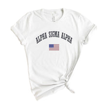 Load image into Gallery viewer, Alpha Sigma Alpha T-shirt - Alpha Sigma Alpha USA Tee - Kite and Crest
