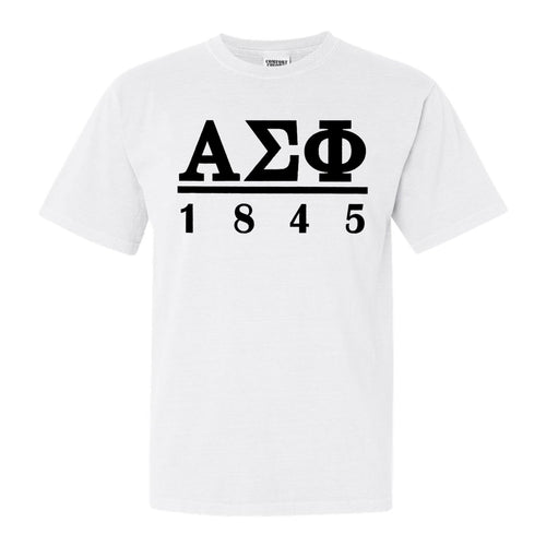 Alpha Sigma Phi Comfort Colors T-Shirt - Alpha Sig Black Letters Shirt - Kite and Crest