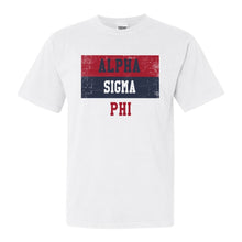 Load image into Gallery viewer, Alpha Sigma Phi Comfort Colors T-Shirt - Alpha Sig Colorful Stripe Shirt - Kite and Crest
