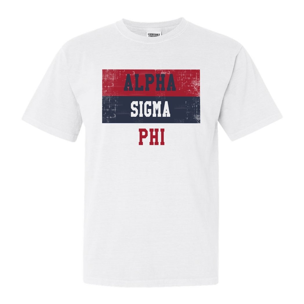 Alpha Sigma Phi Comfort Colors T-Shirt - Alpha Sig Colorful Stripe Shirt - Kite and Crest
