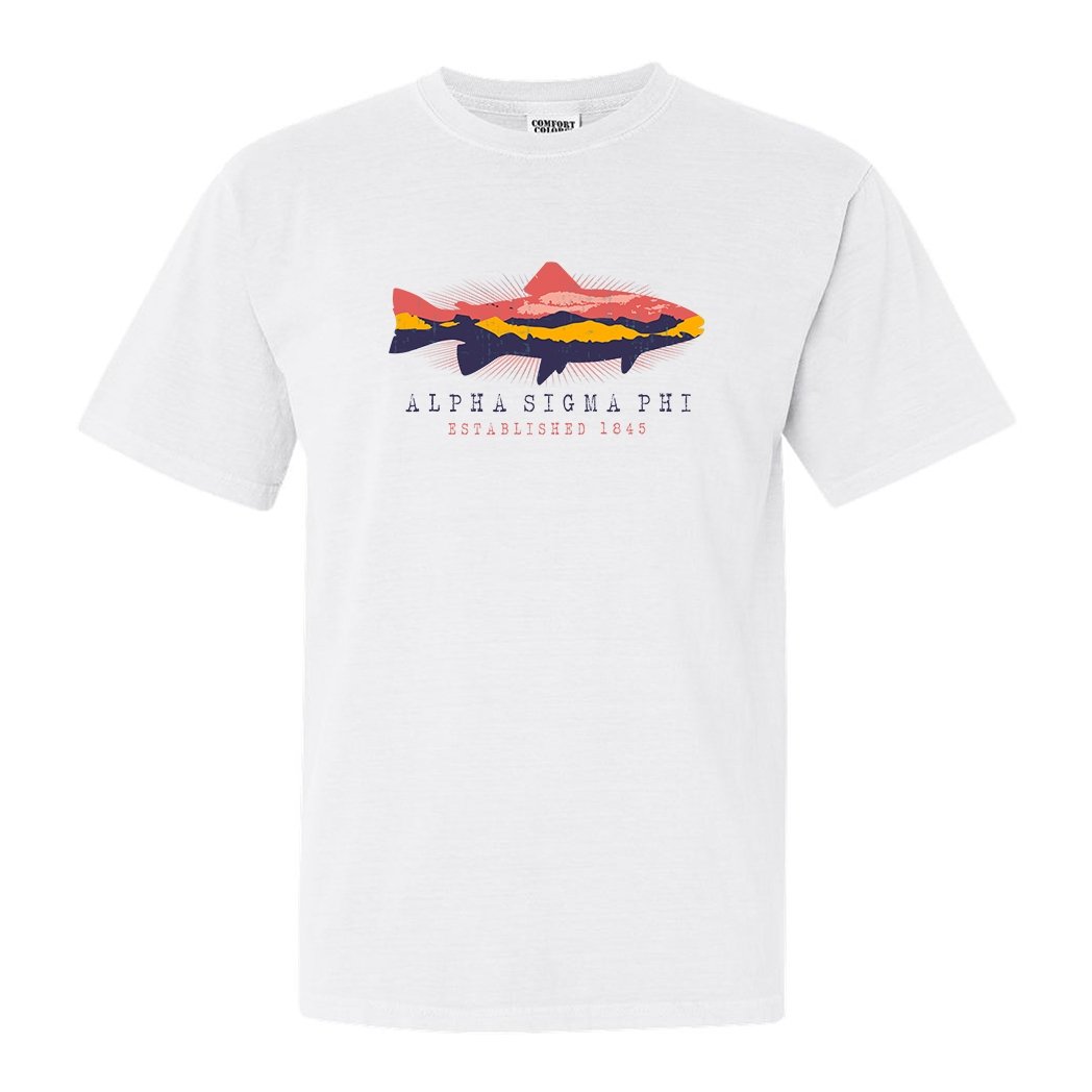 Alpha Sigma Phi Comfort Colors T-Shirt - Alpha Sig Fishing Shirt - Kite and Crest