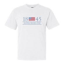Load image into Gallery viewer, Alpha Sigma Phi Comfort Colors T-Shirt - Alpha Sig Flag Year Shirt - Kite and Crest
