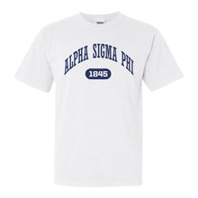 Load image into Gallery viewer, Alpha Sigma Phi Comfort Colors T-Shirt - Alpha Sig Fraternal Arch Shirt - Kite and Crest
