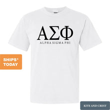 Load image into Gallery viewer, Alpha Sigma Phi Comfort Colors T-Shirt - Alpha Sig Fraternal Block Shirt - Kite and Crest
