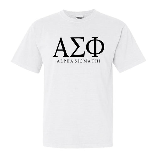 Alpha Sigma Phi Comfort Colors T-Shirt - Alpha Sig Fraternal Block Shirt - Kite and Crest