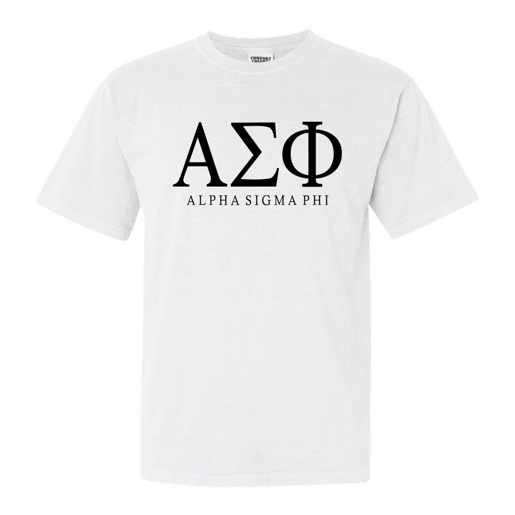 Alpha Sigma Phi Comfort Colors T-Shirt - Alpha Sig Fraternal Block Shirt - Kite and Crest
