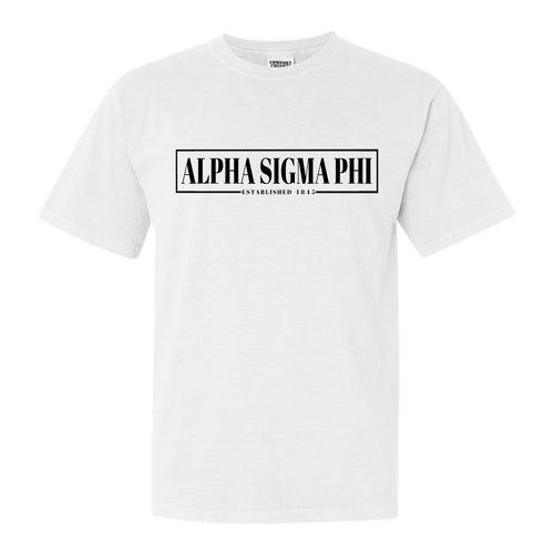 Alpha Sigma Phi Comfort Colors T-Shirt - Alpha Sig Fraternal Block Shirt - Kite and Crest