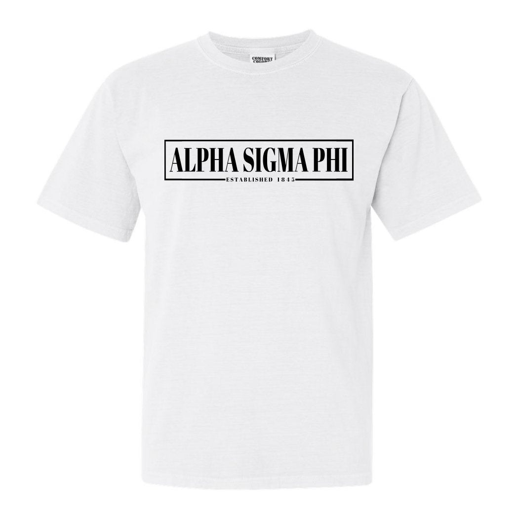 Alpha Sigma Phi Comfort Colors T-Shirt - Alpha Sig Fraternal Block Shirt - Kite and Crest