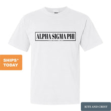 Load image into Gallery viewer, Alpha Sigma Phi Comfort Colors T-Shirt - Alpha Sig Fraternal Block Shirt - Kite and Crest
