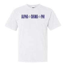 Load image into Gallery viewer, Alpha Sigma Phi Comfort Colors T-Shirt - Alpha Sig Fraternal Star Shirt - Kite and Crest
