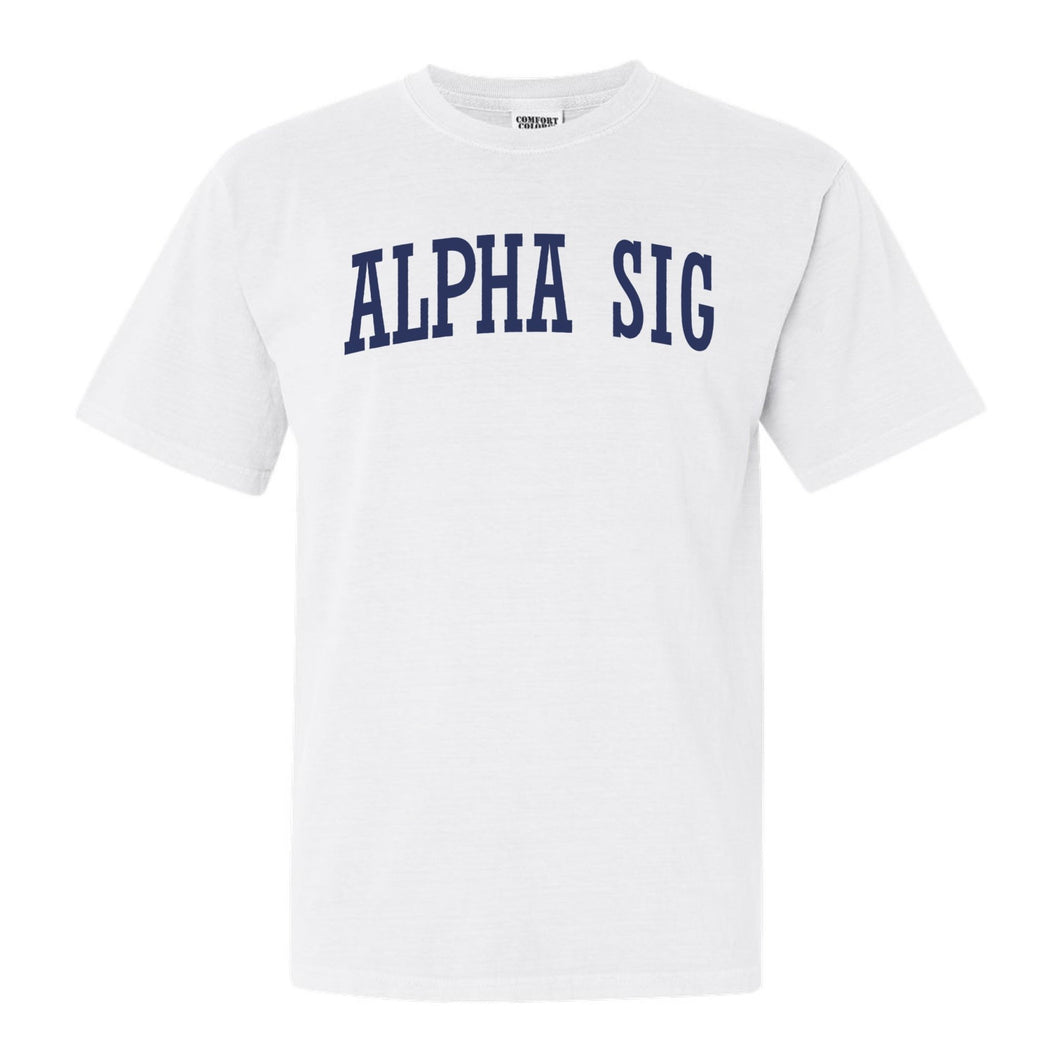 Alpha Sigma Phi Comfort Colors T-Shirt - Alpha Sig Intrinsic Lettered Shirt - Kite and Crest