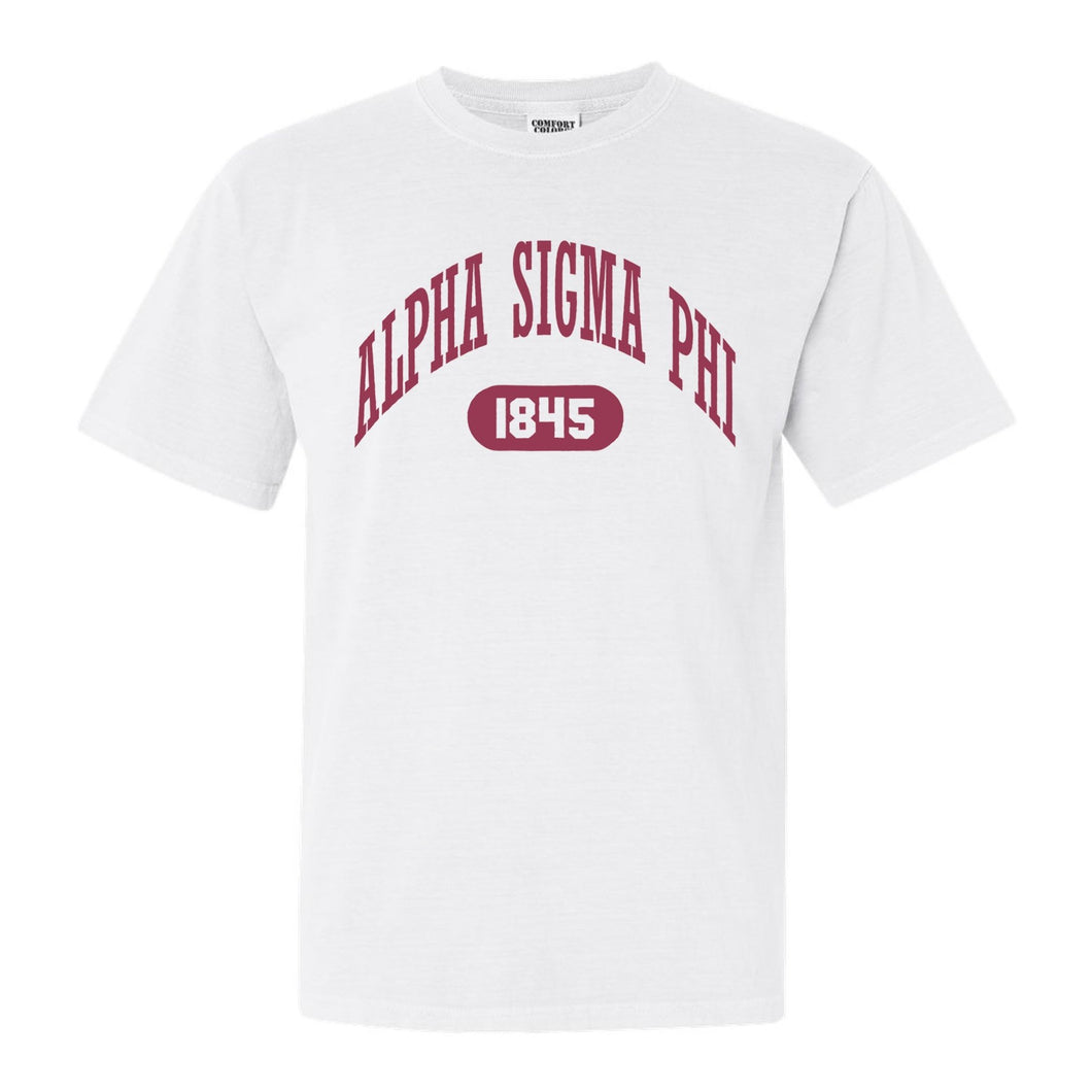 Alpha Sigma Phi Comfort Colors T-Shirt - Alpha Sig Large Athletic Shirt - Kite and Crest