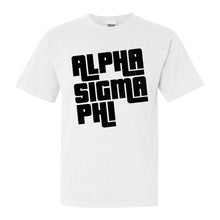 Load image into Gallery viewer, Alpha Sigma Phi Comfort Colors T-Shirt - Alpha Sig Stacked Letters Shirt - Kite and Crest
