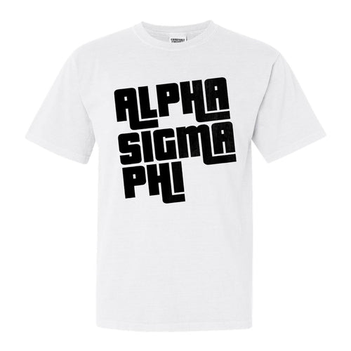 Alpha Sigma Phi Comfort Colors T-Shirt - Alpha Sig Stacked Letters Shirt - Kite and Crest