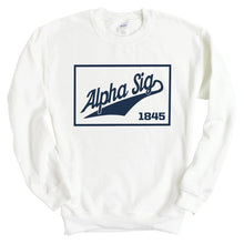 Load image into Gallery viewer, Alpha Sigma Phi Sweatshirt - Alpha Sig Baseball Boxed Crewneck Sweatshirt - Kite and Crest
