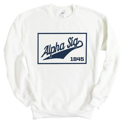 Alpha Sigma Phi Sweatshirt - Alpha Sig Baseball Boxed Crewneck Sweatshirt - Kite and Crest