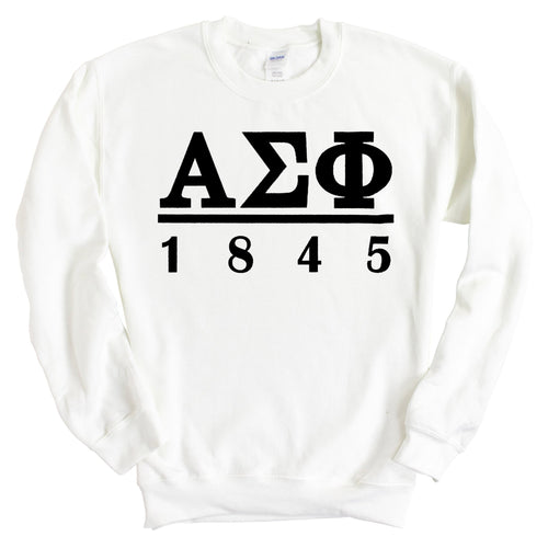 Alpha Sigma Phi Sweatshirt - Alpha Sig Black Letters Crewneck Sweatshirt - Kite and Crest