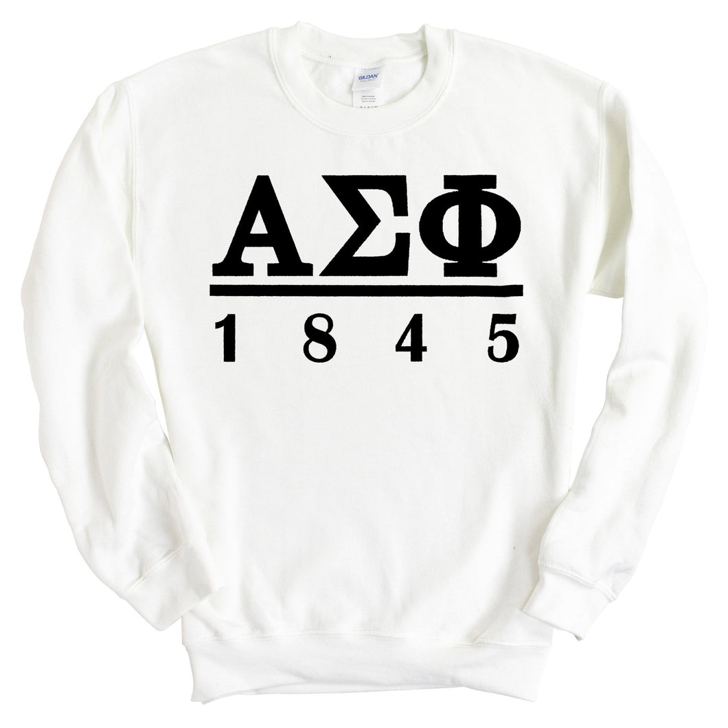 Alpha Sigma Phi Sweatshirt - Alpha Sig Black Letters Crewneck Sweatshirt - Kite and Crest