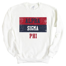 Load image into Gallery viewer, Alpha Sigma Phi Sweatshirt - Alpha Sig Colorful Stripe Crewneck Sweatshirt - Kite and Crest
