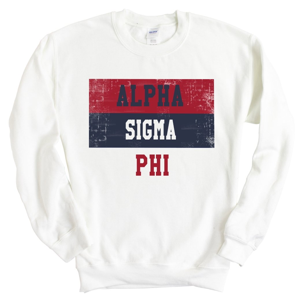 Alpha Sigma Phi Sweatshirt - Alpha Sig Colorful Stripe Crewneck Sweatshirt - Kite and Crest