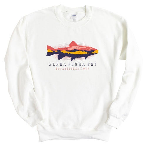 Alpha Sigma Phi Sweatshirt - Alpha Sig Fishing Crewneck Sweatshirt - Kite and Crest