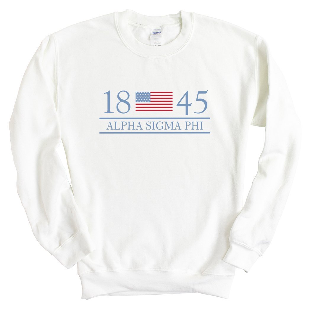 Alpha Sigma Phi Sweatshirt - Alpha Sig Flag Year Crewneck Sweatshirt - Kite and Crest