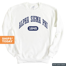 Load image into Gallery viewer, Alpha Sigma Phi Sweatshirt - Alpha Sig Fraternal Arch Crewneck Sweatshirt - Kite and Crest
