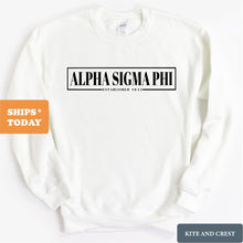 Load image into Gallery viewer, Alpha Sigma Phi Sweatshirt - Alpha Sig Fraternal Block Crewneck Sweatshirt - Kite and Crest
